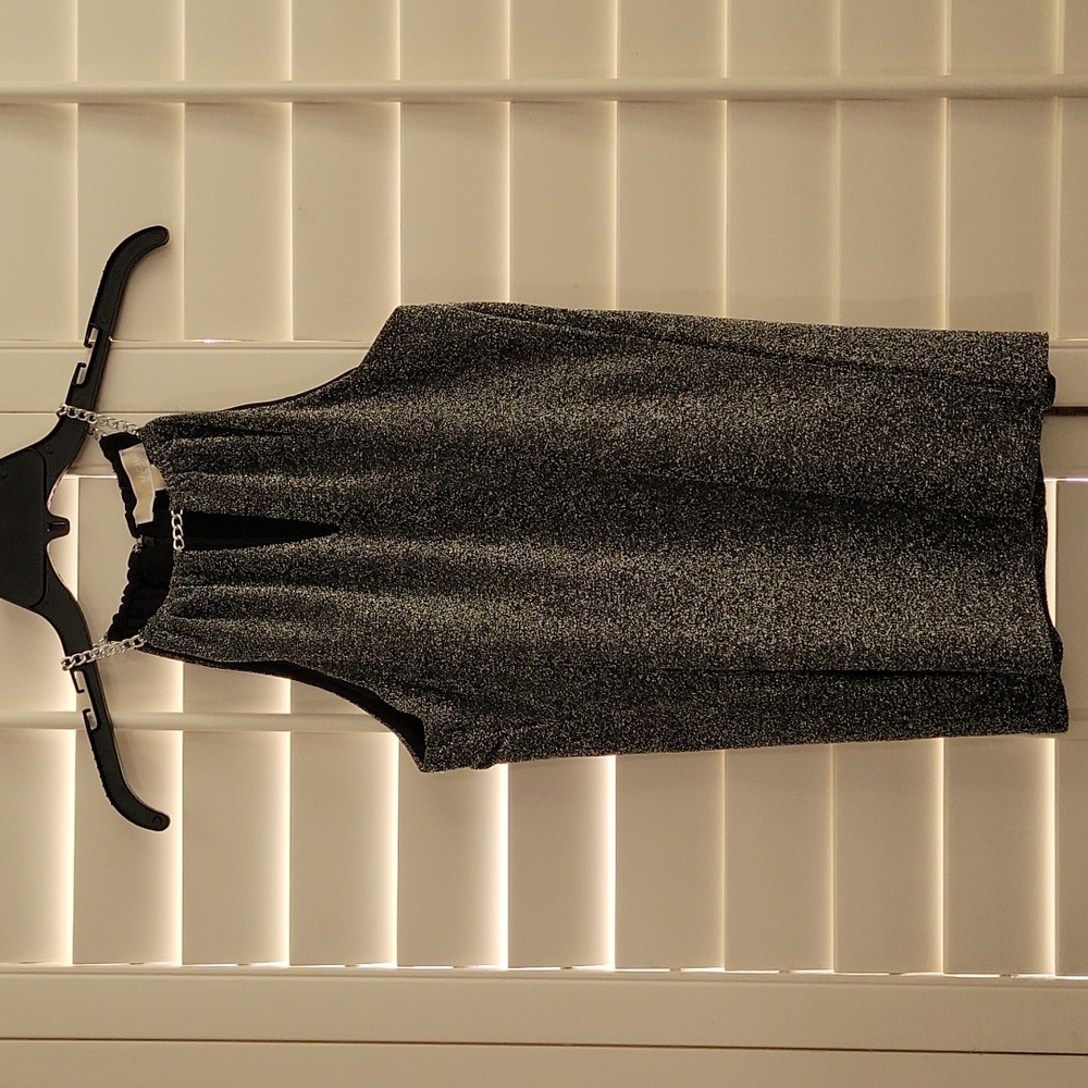 MICHAEL KORS NWT sparkle silver black halter top key hole silver chain neck